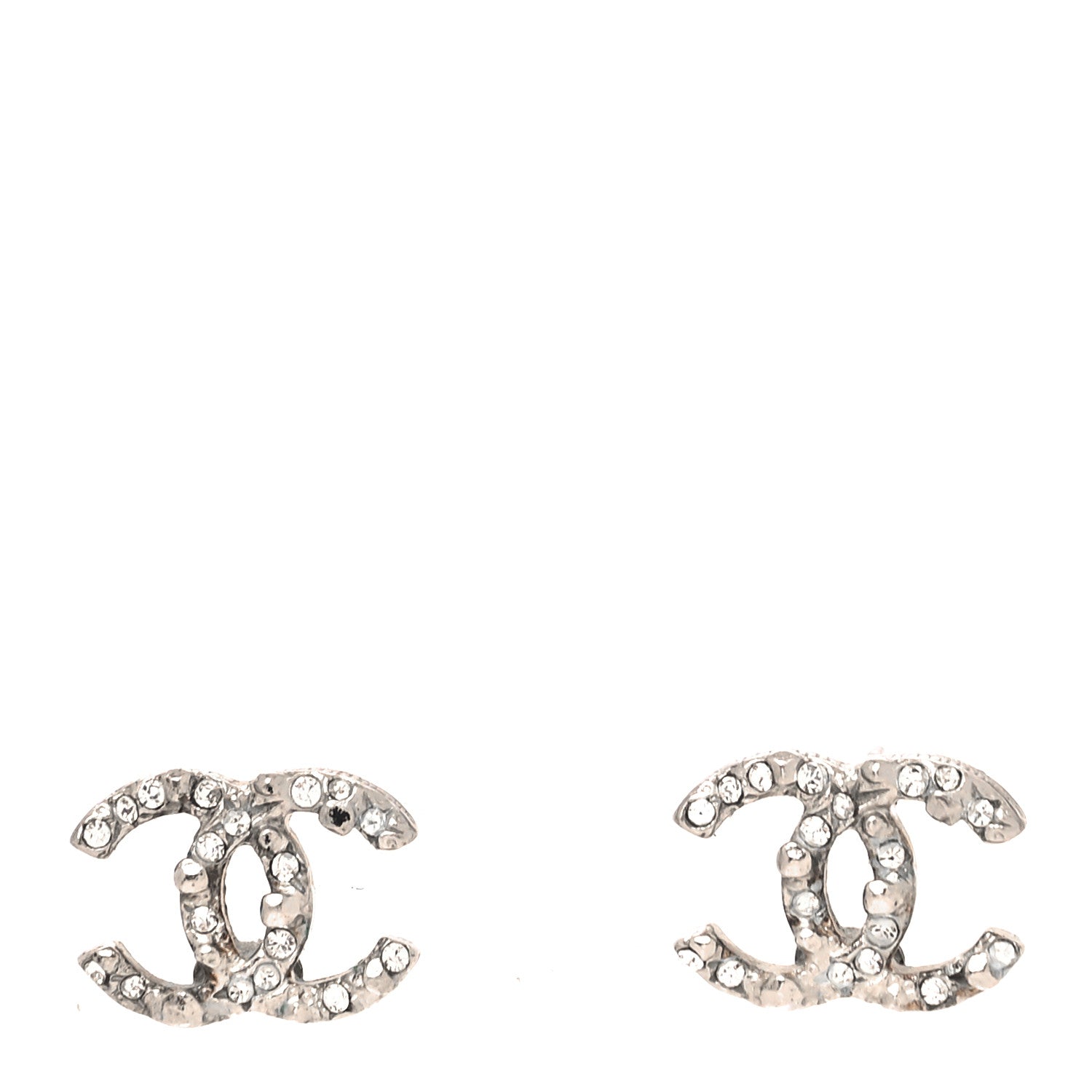 Chanel Crystal CC Earrings Silver 1 of 5