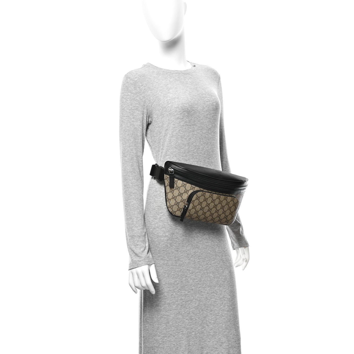 Gucci GG Supreme Monogram Belt Bag Black 2 of 9