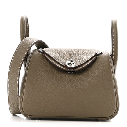 Hermes Taurillon Clemence Mini Lindy 20 Etoupe 1 of 11
