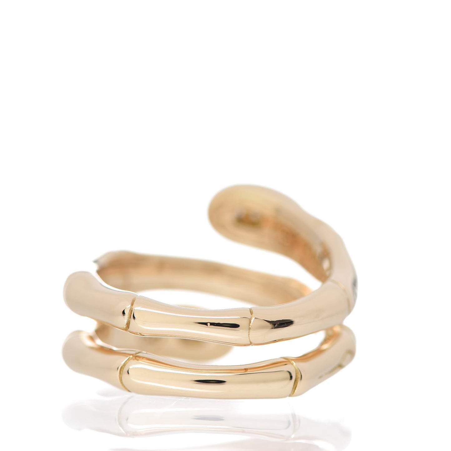 18K Yellow Gold Diamond Bamboo Double Coil Ring 54 7