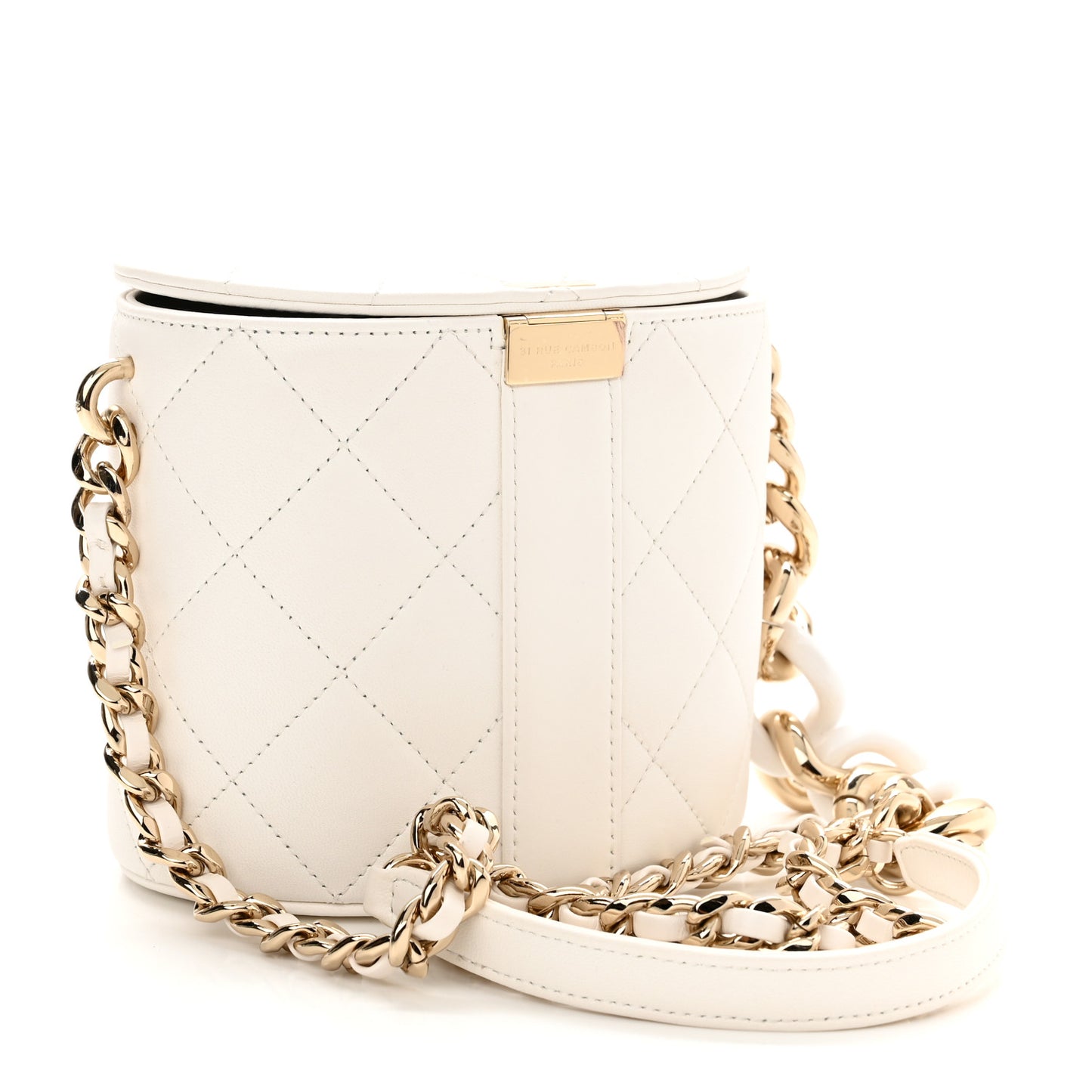 Lambskin Resin Elegant Chain Vanity Case White