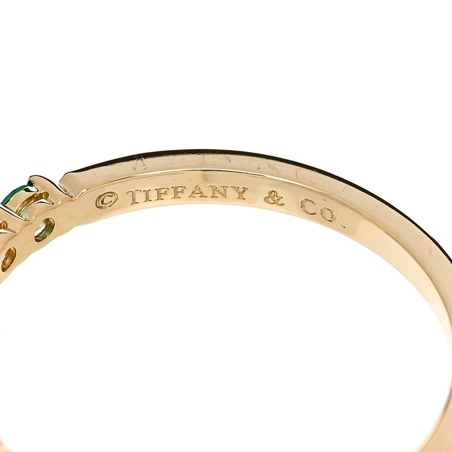 18K Yellow Gold Diamond Emerald Band Ring 52 6