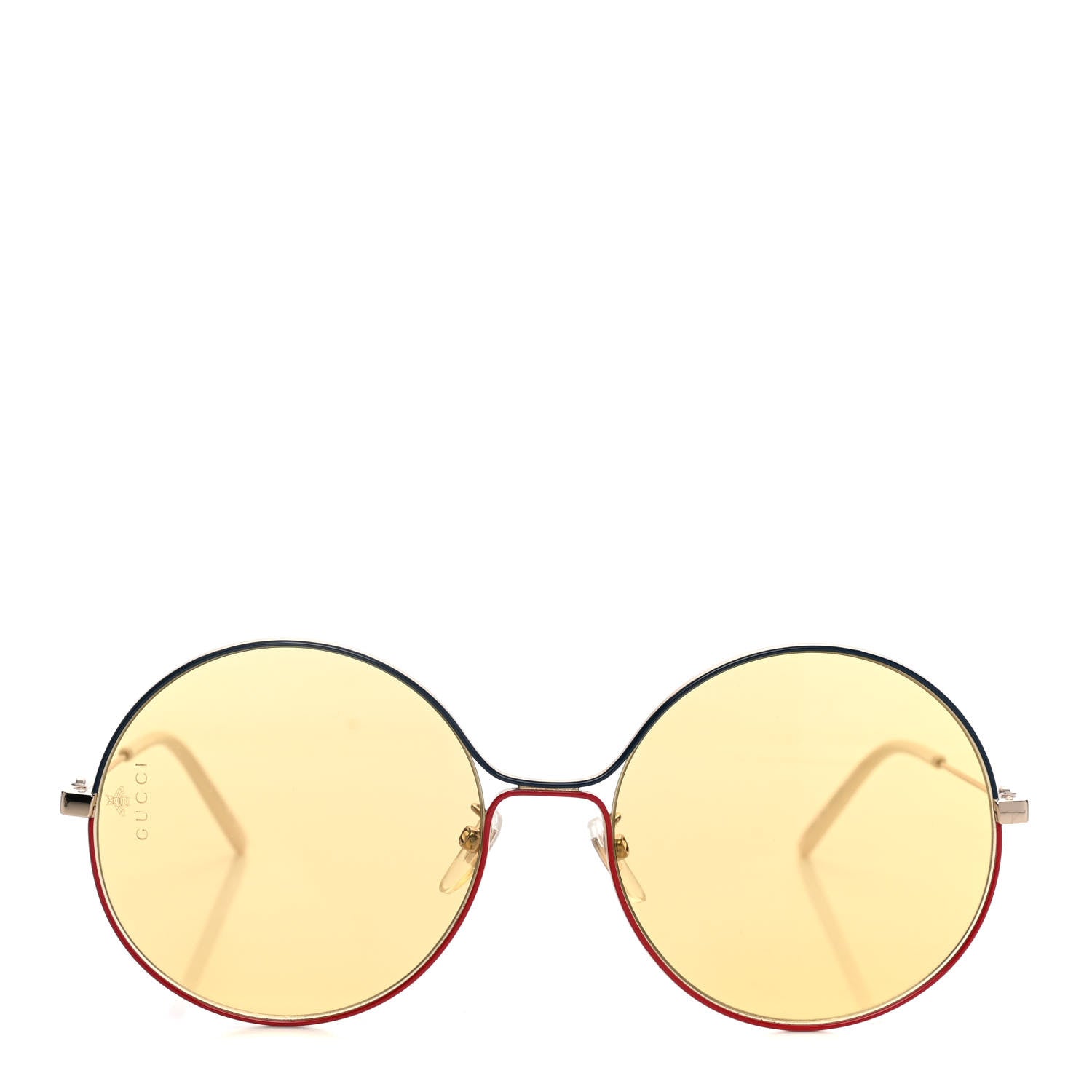 Gucci Metal Round Sunglasses GG0395S Gold Blue 2 of 8