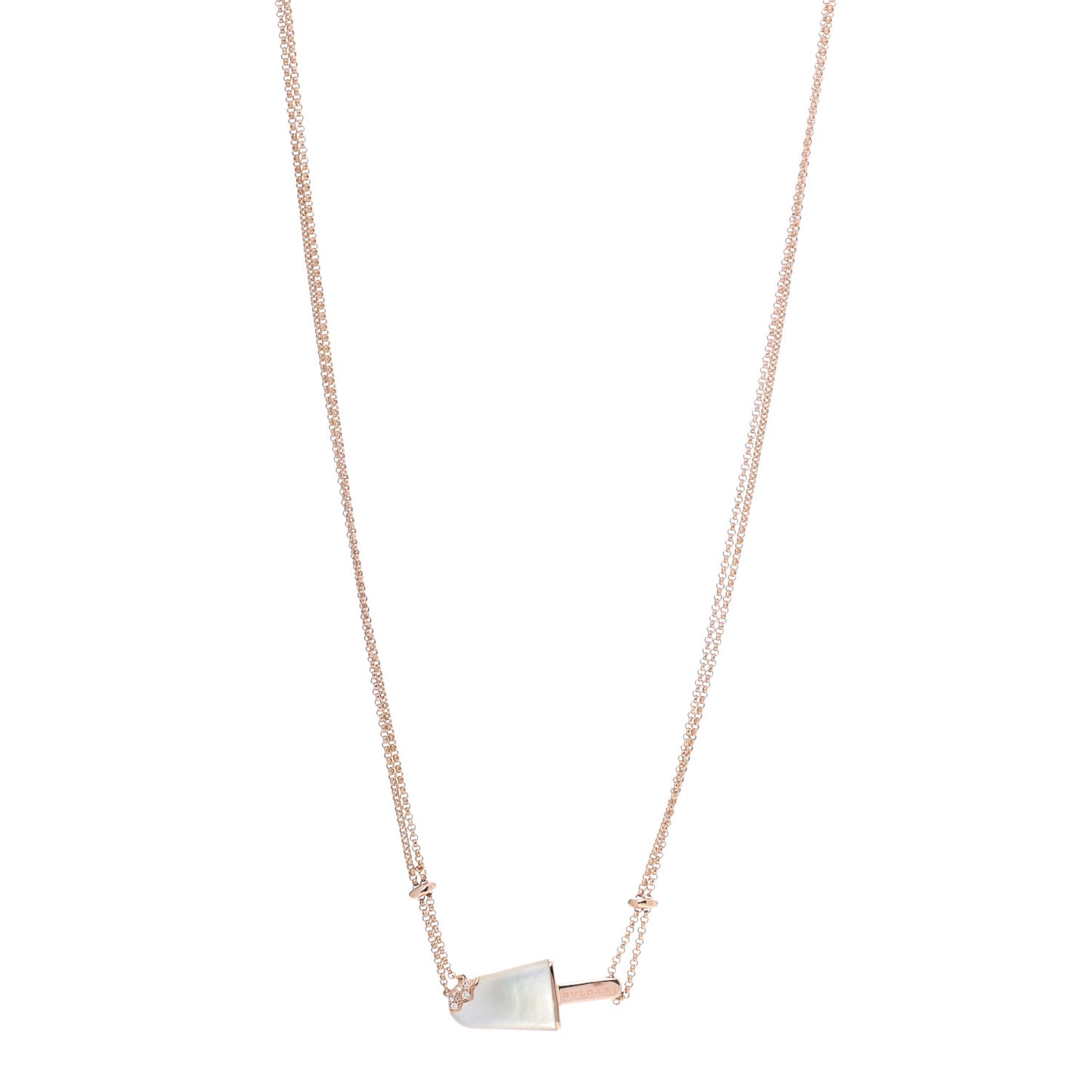 18K Rose Gold Diamond Mother of Pearl Gelati Necklace