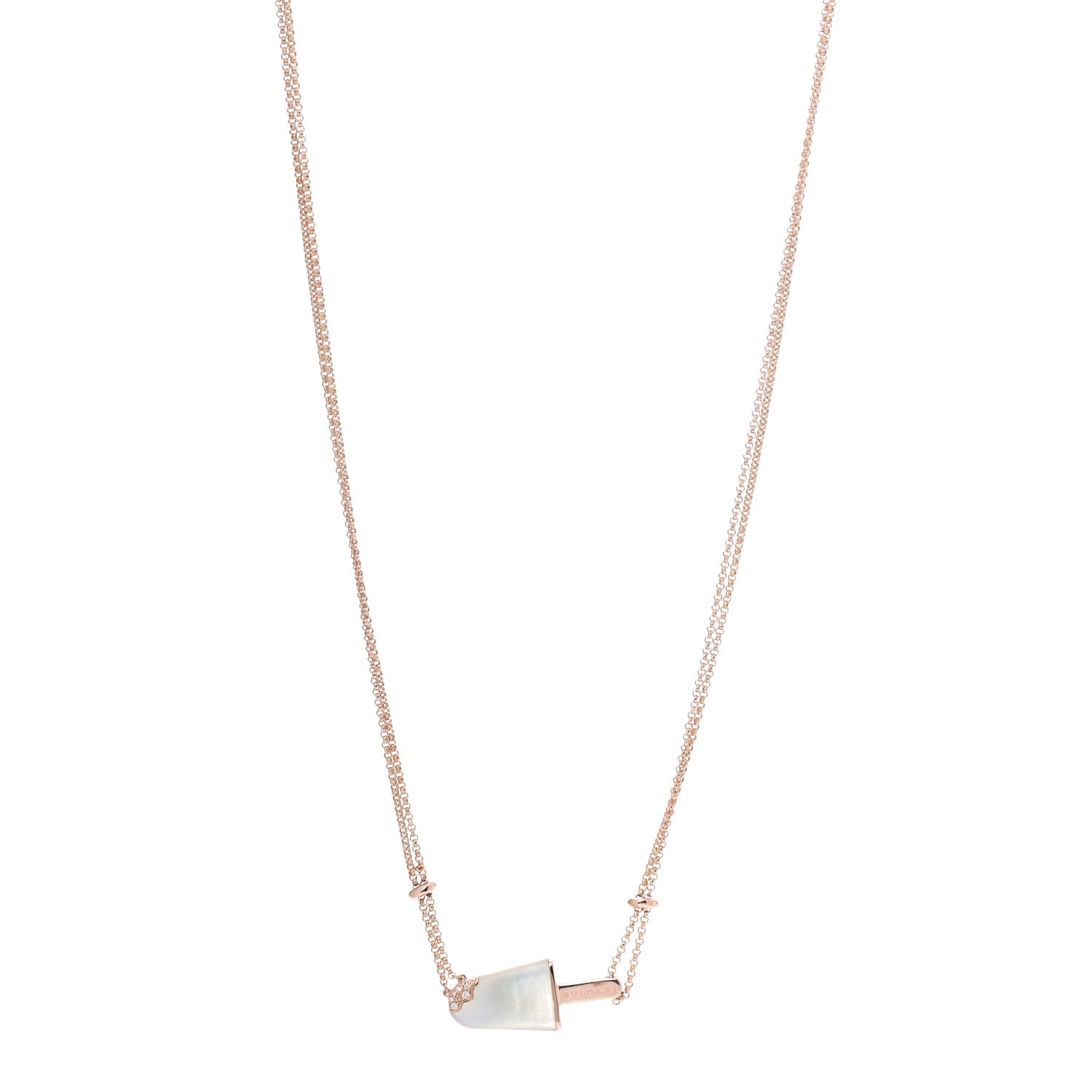 Bulgari 18K Rose Gold Diamond Mother of Pearl Gelati Necklace 1 of 10