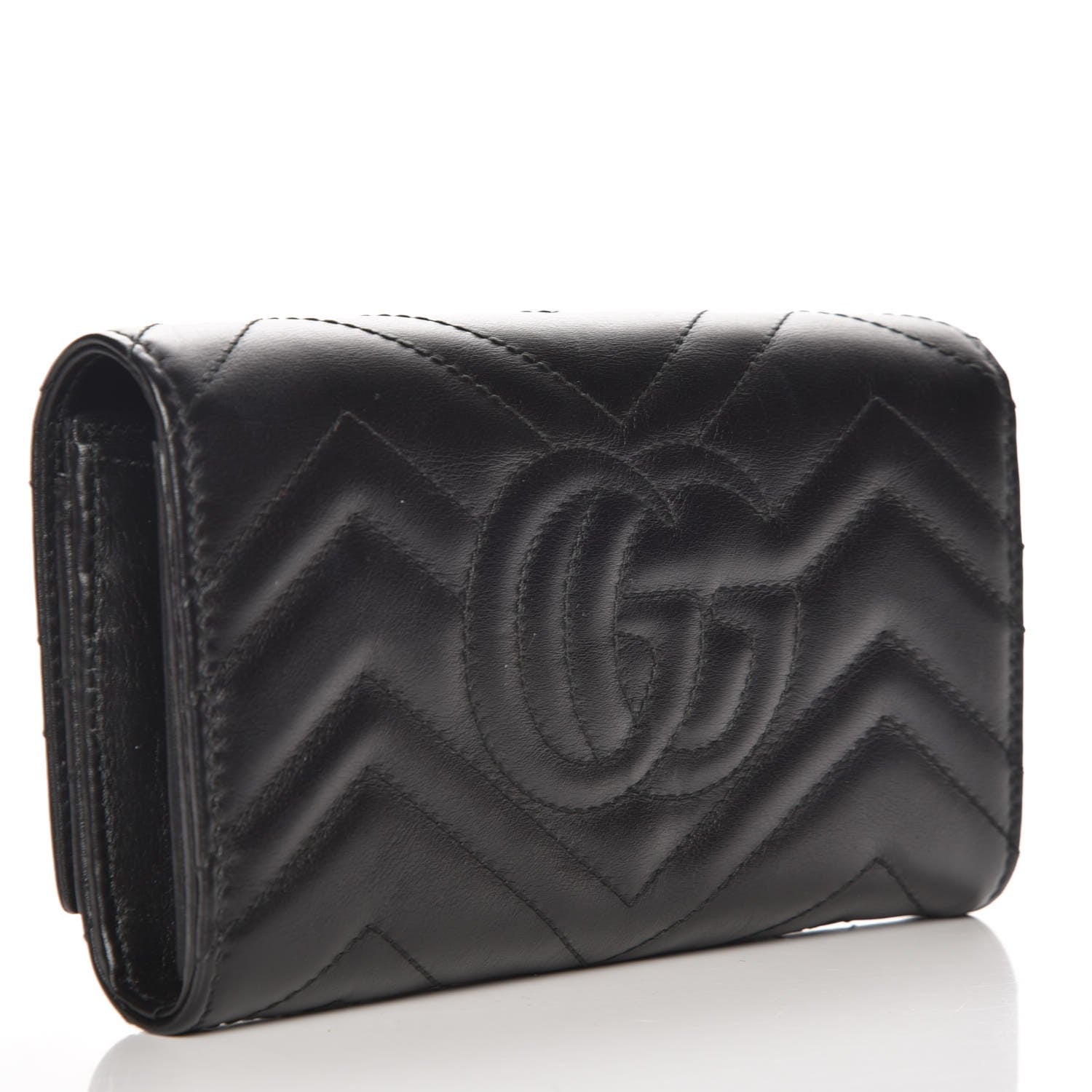 Gucci Calfskin Matelasse GG Marmont Continental Wallet Black 3 of 7