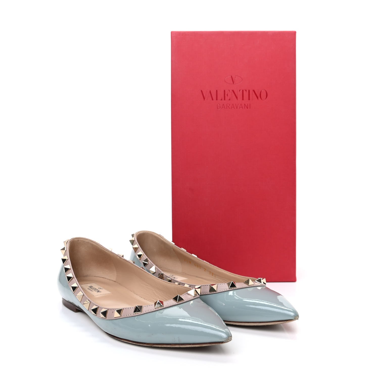 Valentino Garavani Patent Rockstud Ballerina Flats 38.5 Nube Poudre 11 of 11