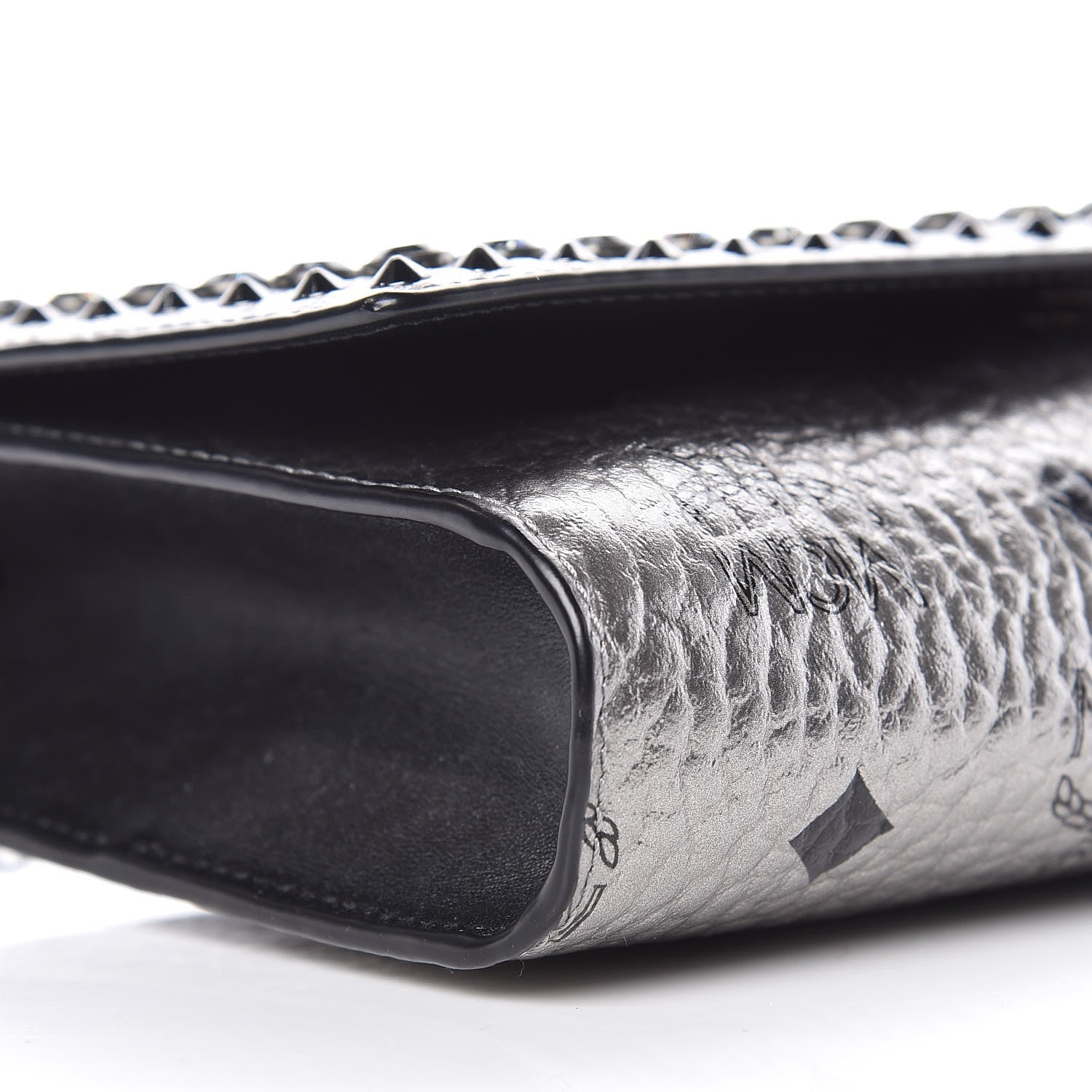 MCM Metallic Visetos Studded Chain Wallet Silver 8 of 9