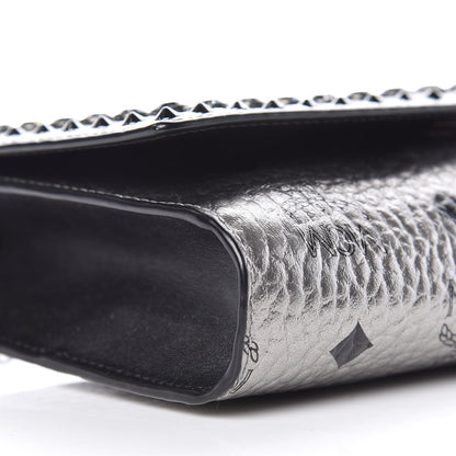 MCM Metallic Visetos Studded Chain Wallet Silver 8 of 9