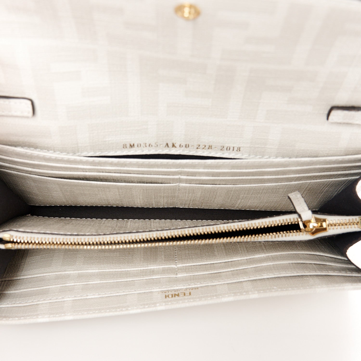 Fendi Glazed Fabric Vitello Liberty FF Logo Bikini Girls Inlay Continental Wallet On Chain Bianco Perla Multicolor 5 of 10