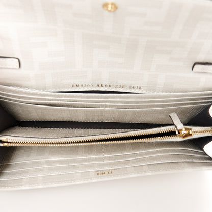 Fendi Glazed Fabric Vitello Liberty FF Logo Bikini Girls Inlay Continental Wallet On Chain Bianco Perla Multicolor 5 of 10