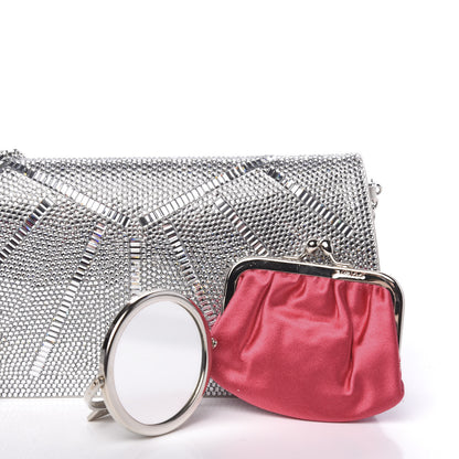 Judith Leiber Swarovski Crystal Satin Minaudiere Clutch Silver 11 of 12