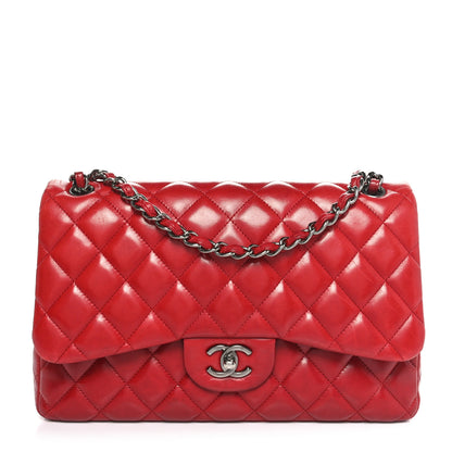 Chanel Lambskin Quilted Jumbo Double Flap Red 1 of 9