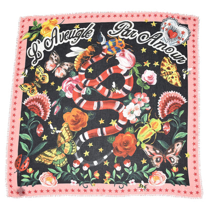 Gucci Modal Silk Cashmere Garden Print Shawl Black 1 of 5