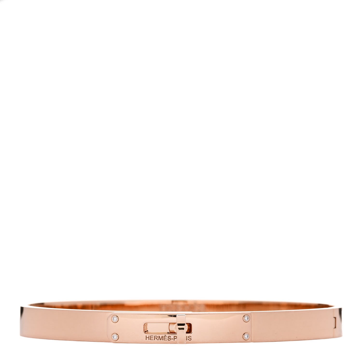 Hermes 18K Rose Gold Diamond PM Kelly Bracelet ST 1 of 4