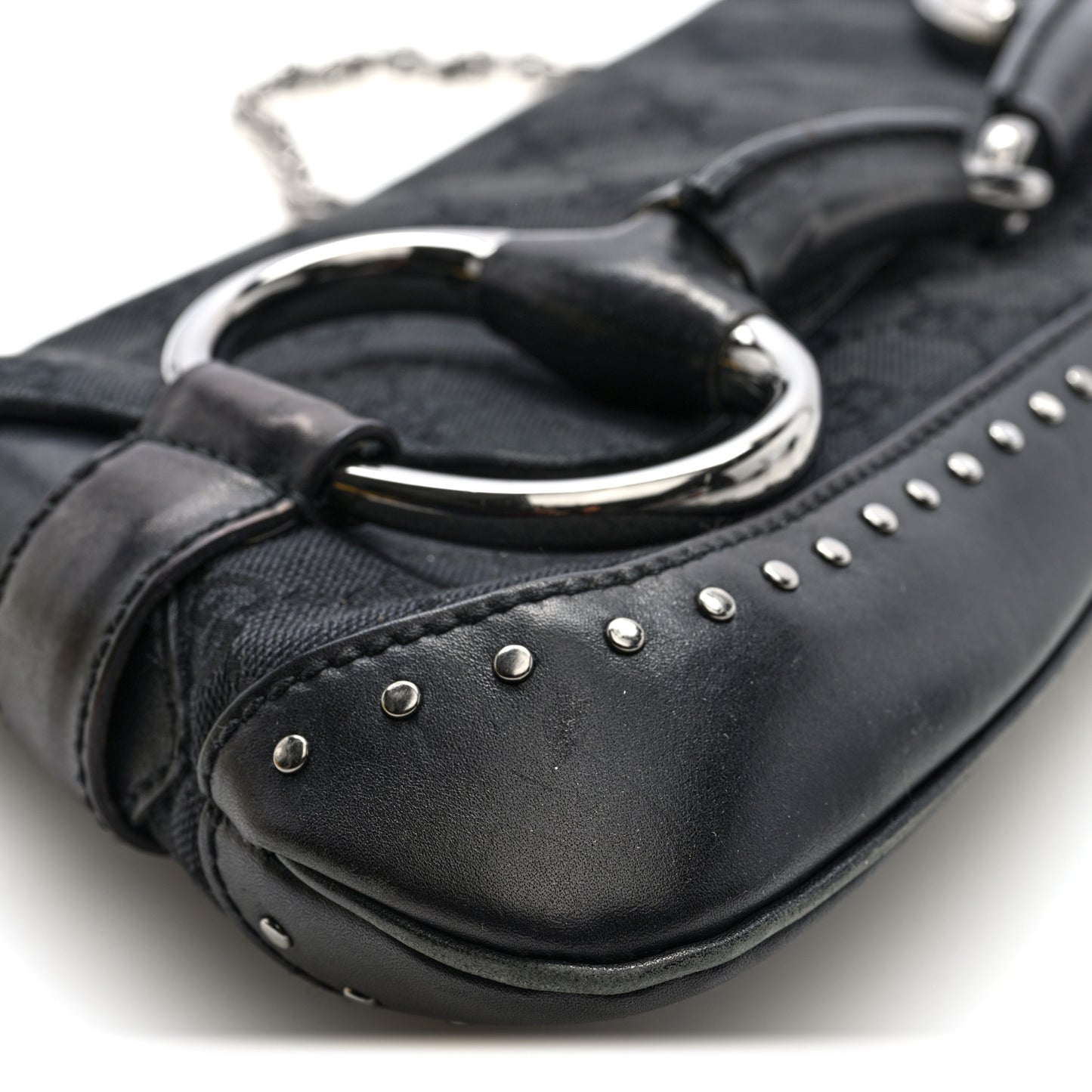 Monogram Studded Horsebit Clutch Black
