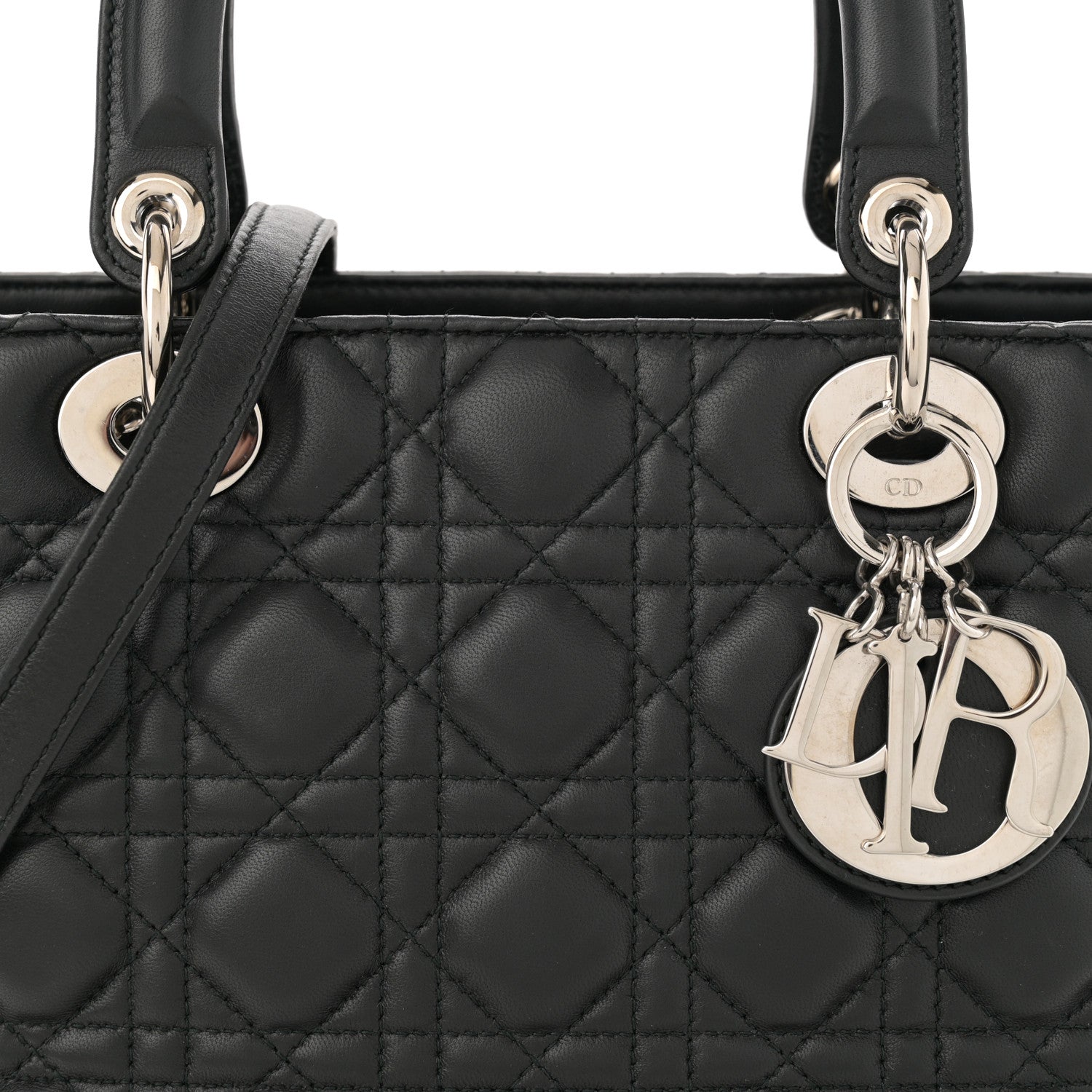 Christian Dior Lambskin Cannage Medium Lady Dior Black 8 of 12