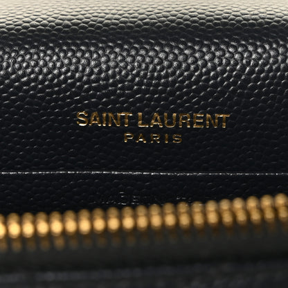 Saint Laurent Grain De Poudre Matelasse Chevron Monogram Envelope Chain Wallet Dark Smog 5 of 7