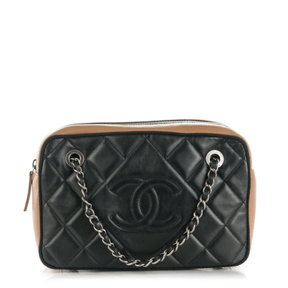 Chanel Lambskin Quilted Small Ballerine Camera Case Black Beige 1 of 8