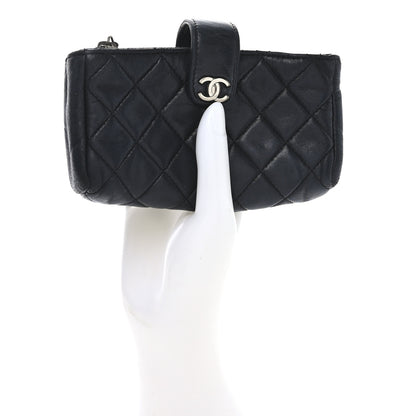 Chanel Lambskin Quilted Mini Phone Holder Clutch Black 2 of 10