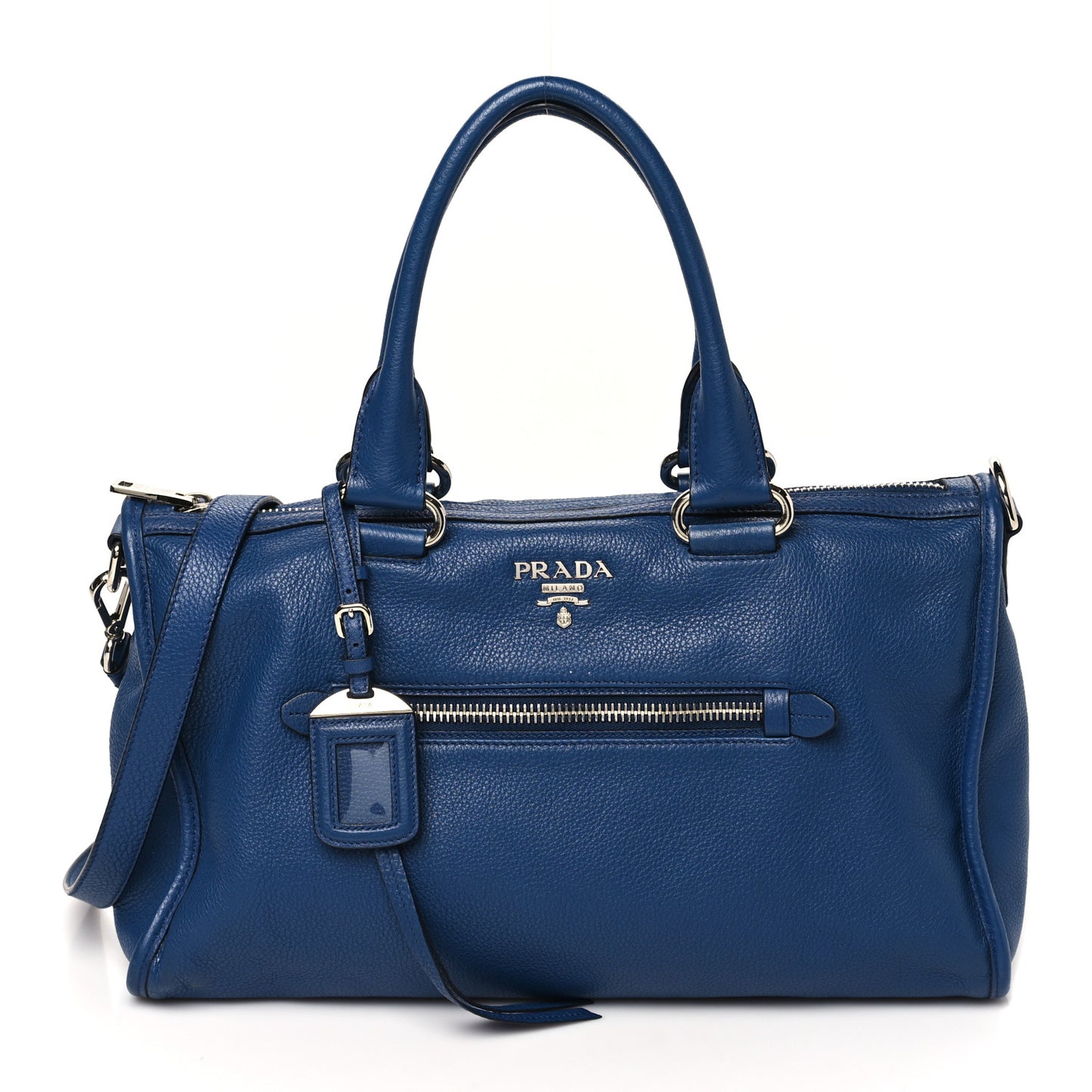 Vitello Daino Shopping Satchel Blue
