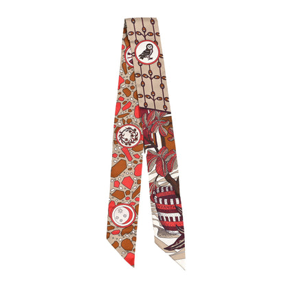 Hermes Silk La Danse Des Amazones Twilly Beige Corail Brun 2 of 4