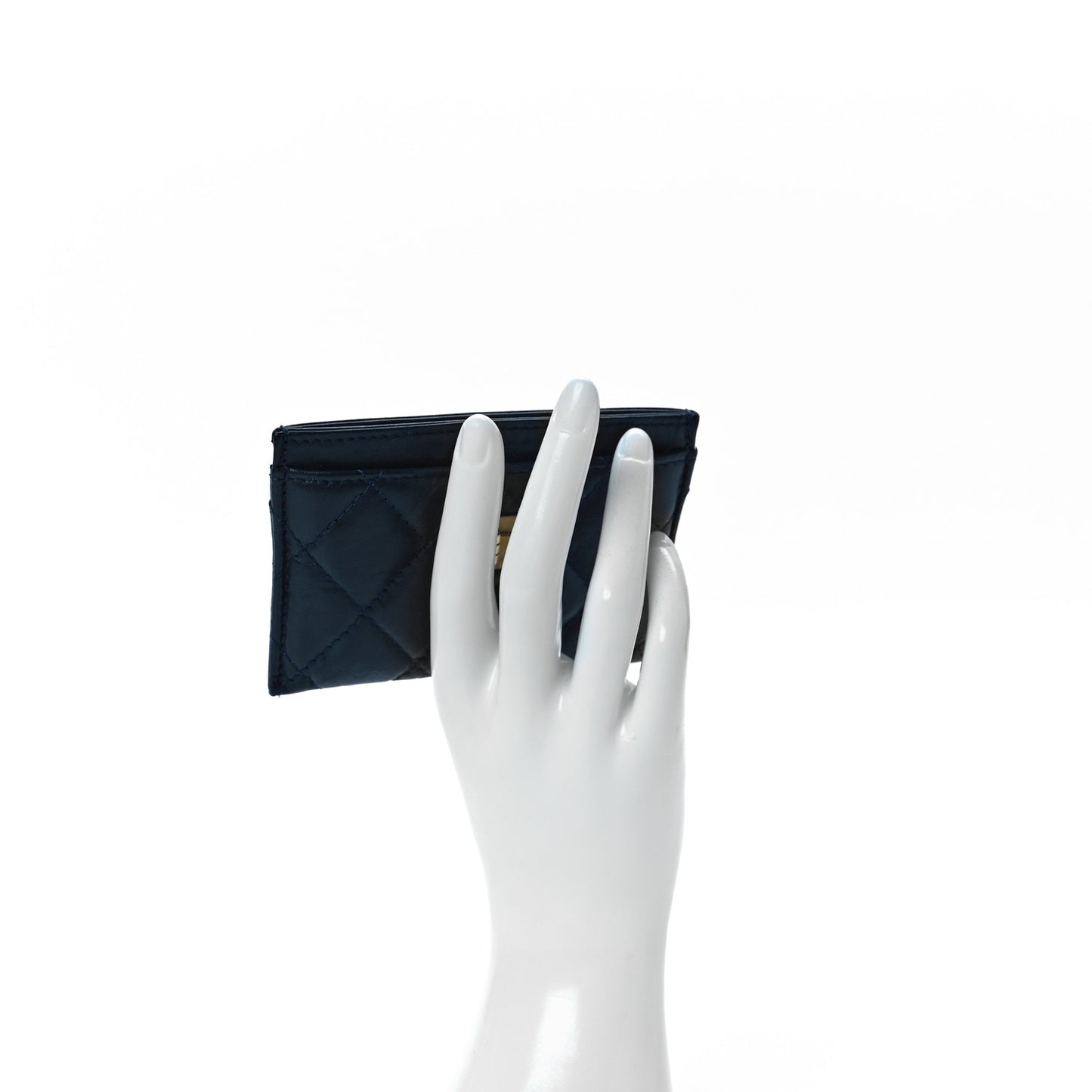 Aged Calfskin Quilted Reissue Card Holder Navy