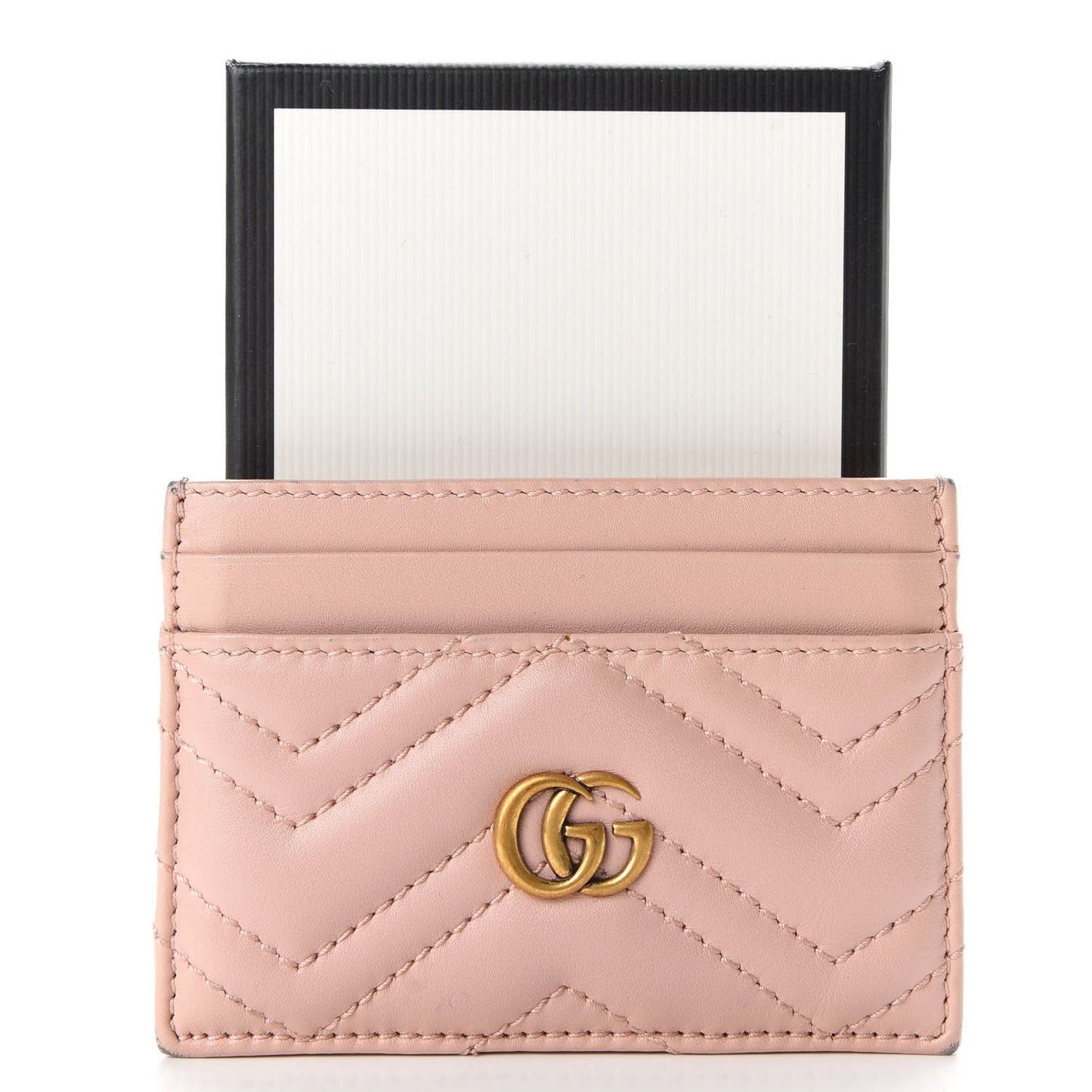 Calfskin Matelasse GG Marmont Card Holder Perfect Pink