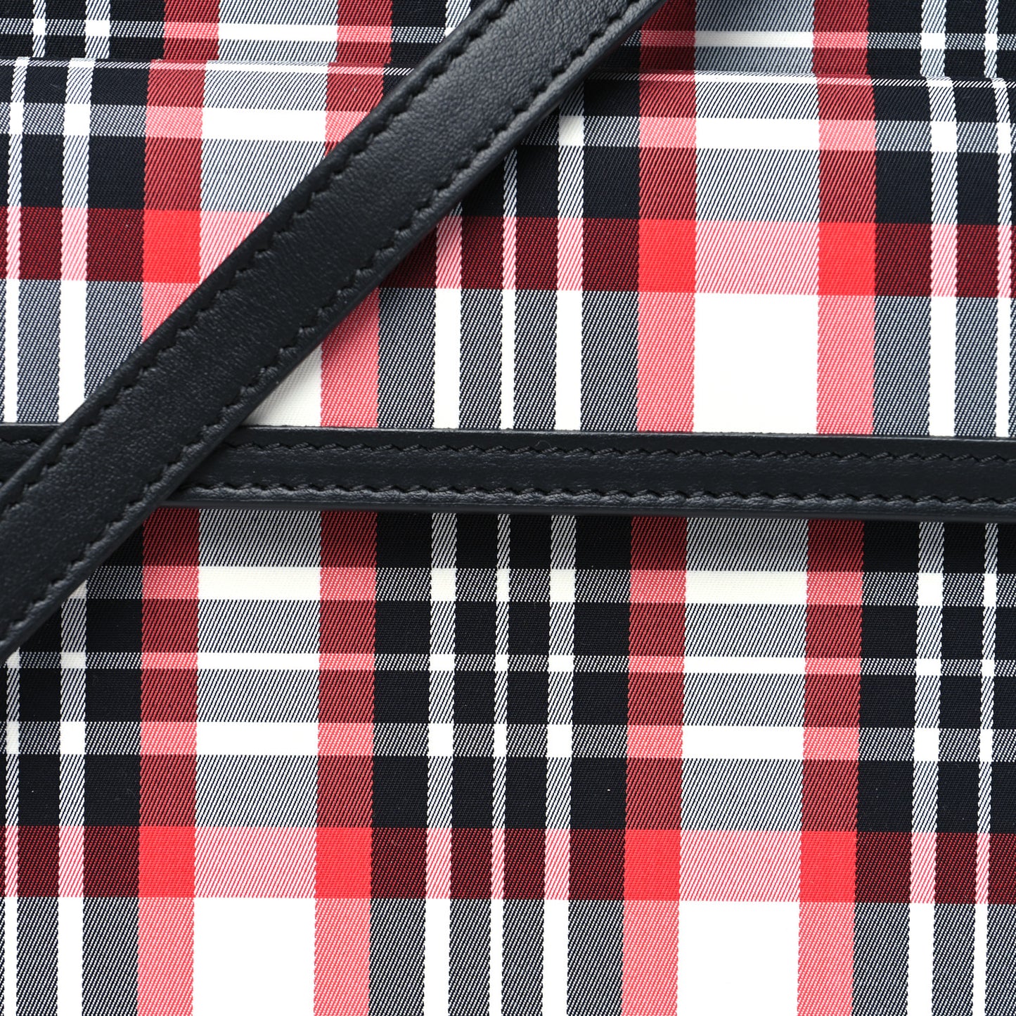 Calfskin Nylon Tartan Mini Pocket Bag Bright Red