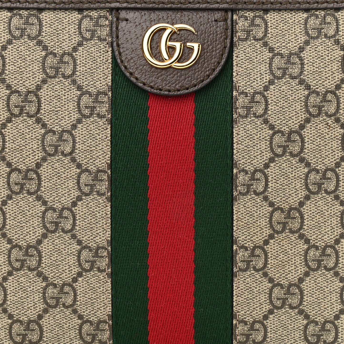 GG Supreme Monogram Web Small Ophidia Top Handle Shoulder Bag Brown