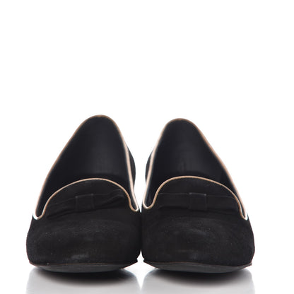 Louis Vuitton Suede Uniformes Bow Pumps 36.5 Black 2 of 10