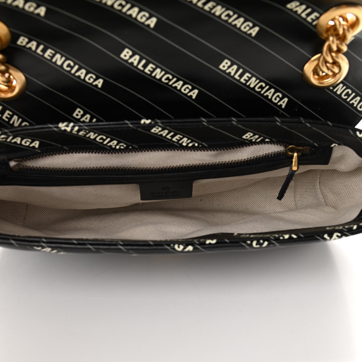 Gucci X BALENCIAGA Calfskin Matelasse Logo Print Small GG Marmont Shoulder Bag Black 5 of 10