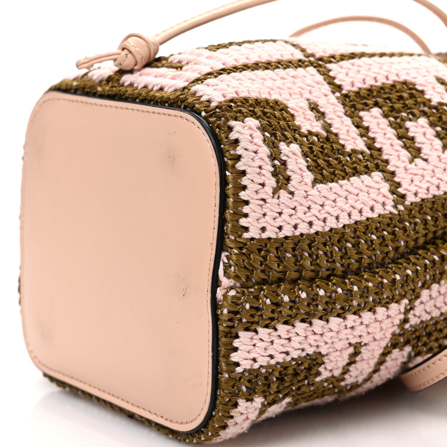 Fendi Raffia Vitello King F is Fendi FF Crochet Mini Mon Tresor Bucket Bag Natural Light Rose 10 of 12