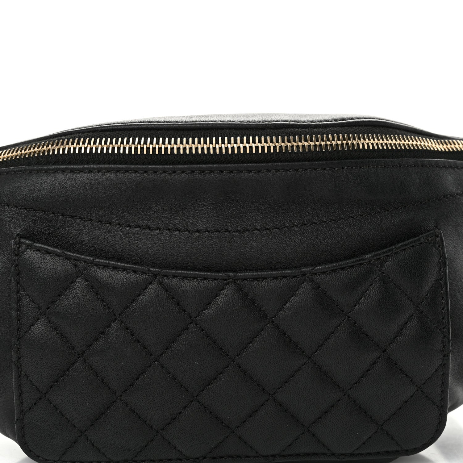 Chanel Crumpled Glazed Lambskin Quilted Waist Bag Fanny Pack Black 8 of 12