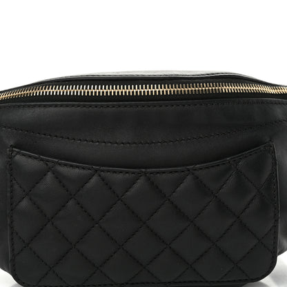 Chanel Crumpled Glazed Lambskin Quilted Waist Bag Fanny Pack Black 8 of 12