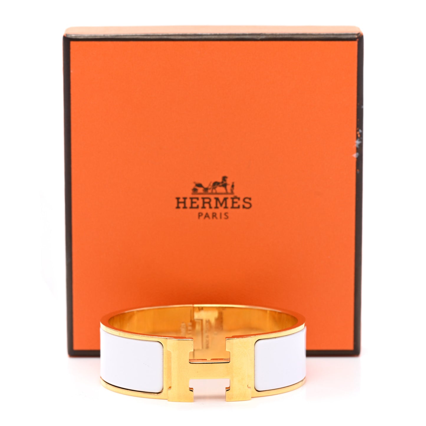 Enamel Wide Clic Clac H Bracelet GM White