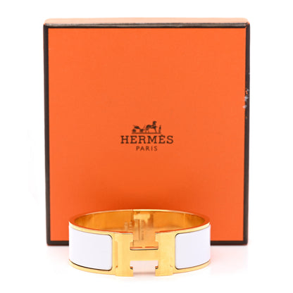 Hermes Enamel Wide Clic Clac H Bracelet GM White 5 of 5