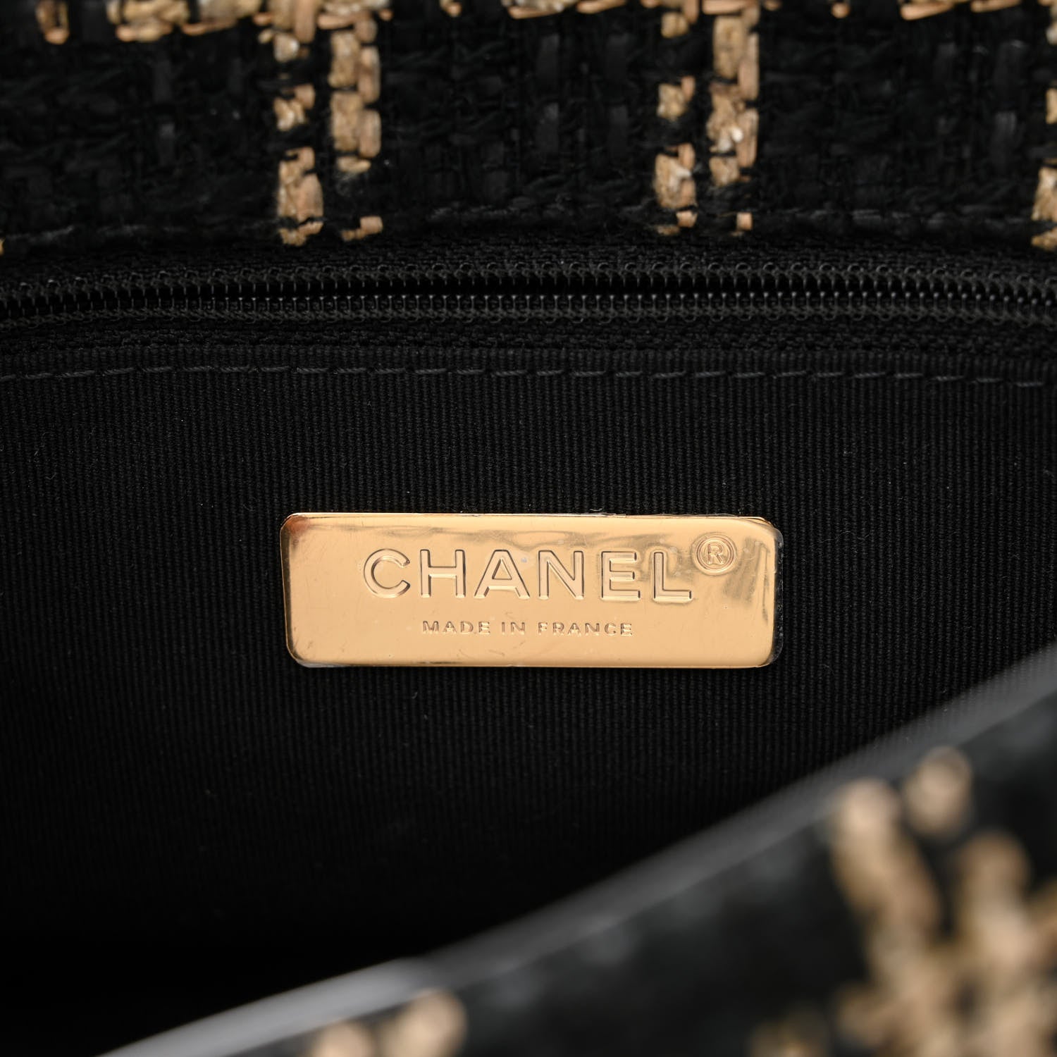 Chanel Tweed Quilted Large Chanel 19 Flap Black Beige 6 of 11