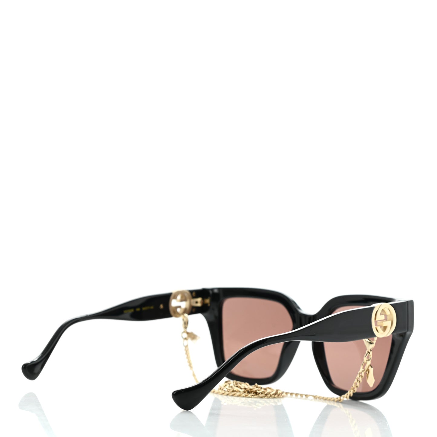 Acetate Square Frame Chain Sunglasses GG1023S Black