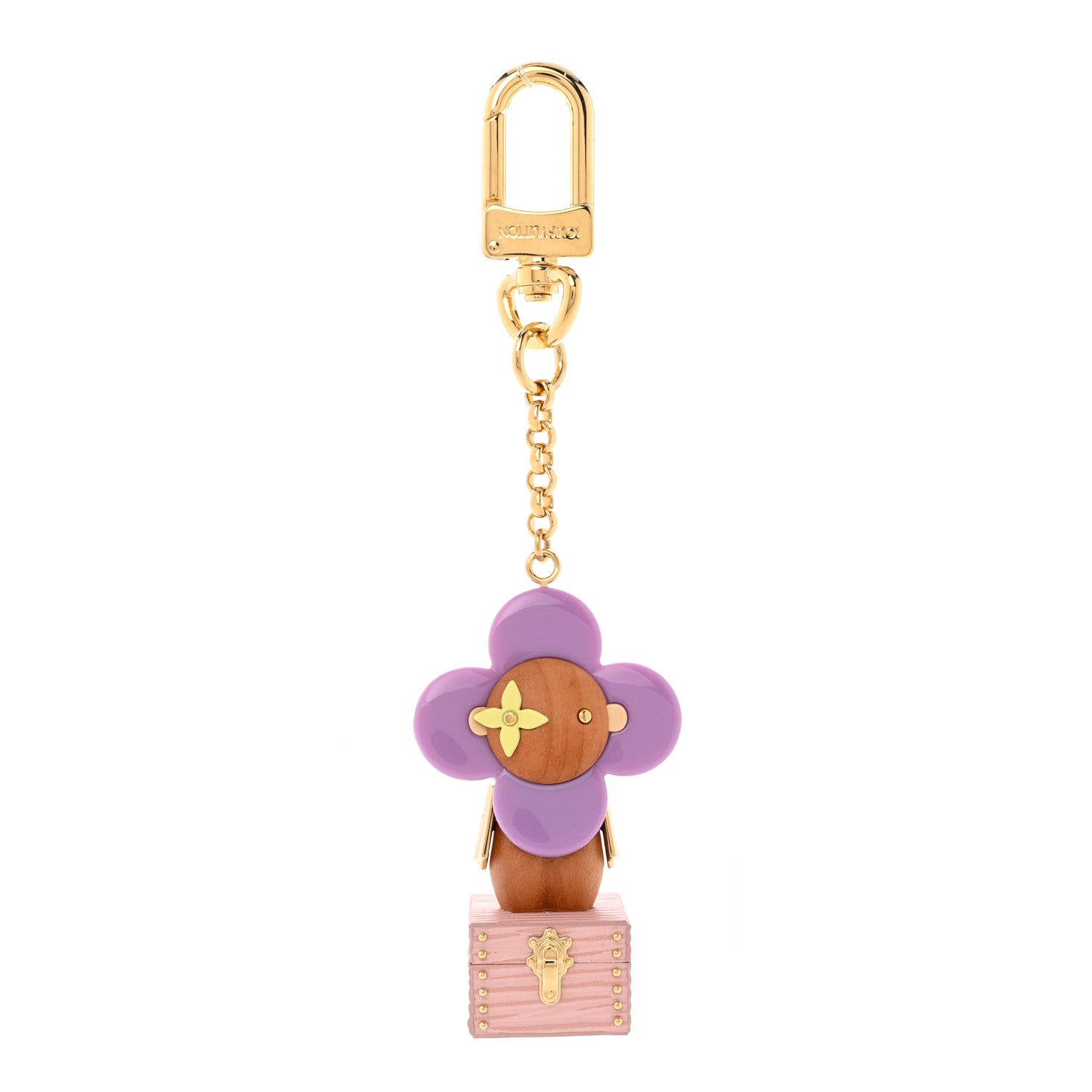 Louis Vuitton Resin Wood Vivienne Trunk Bag Charm Key Holder Pink 1 of 4
