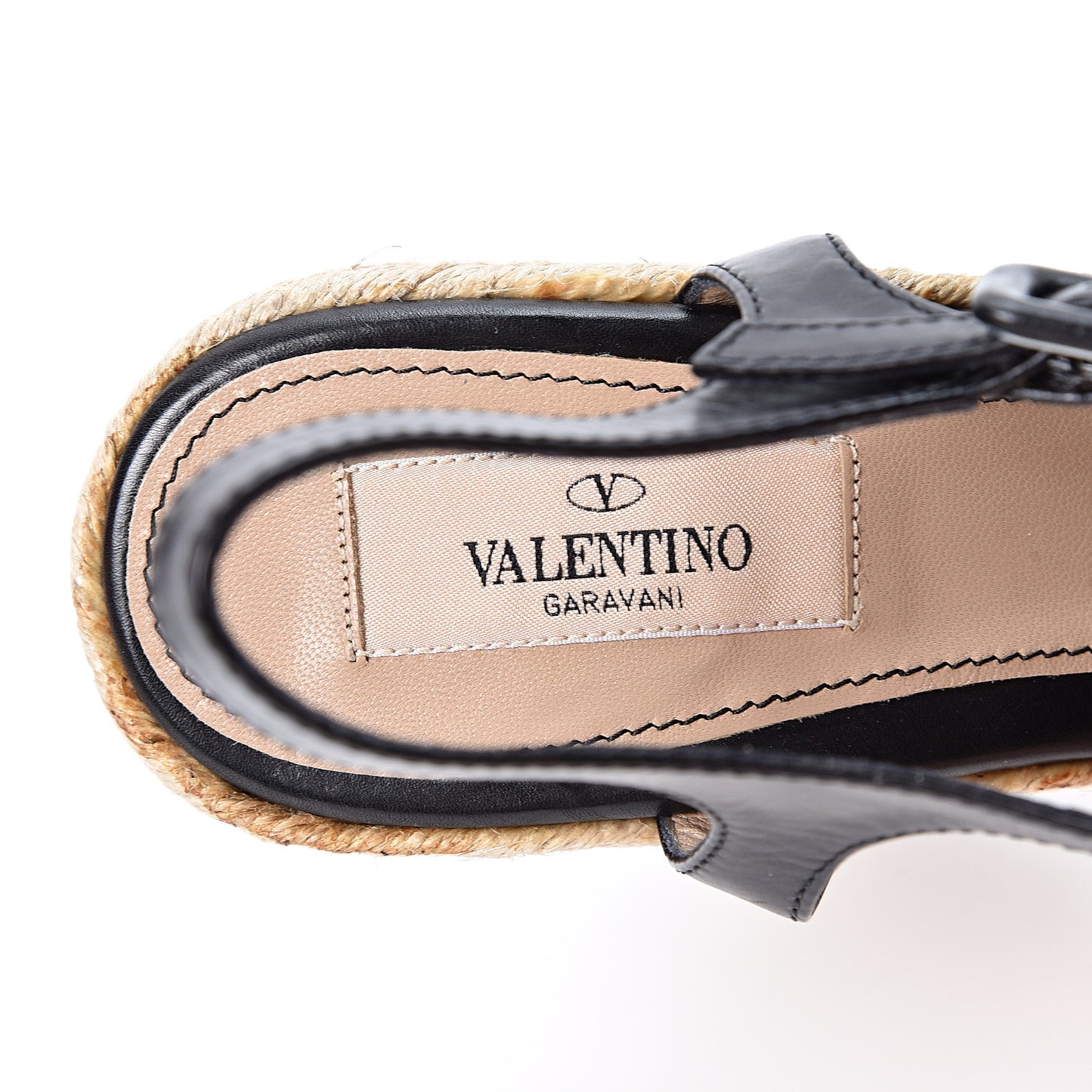 Nappa Bow Espadrille Wedge Sandals 38 Black