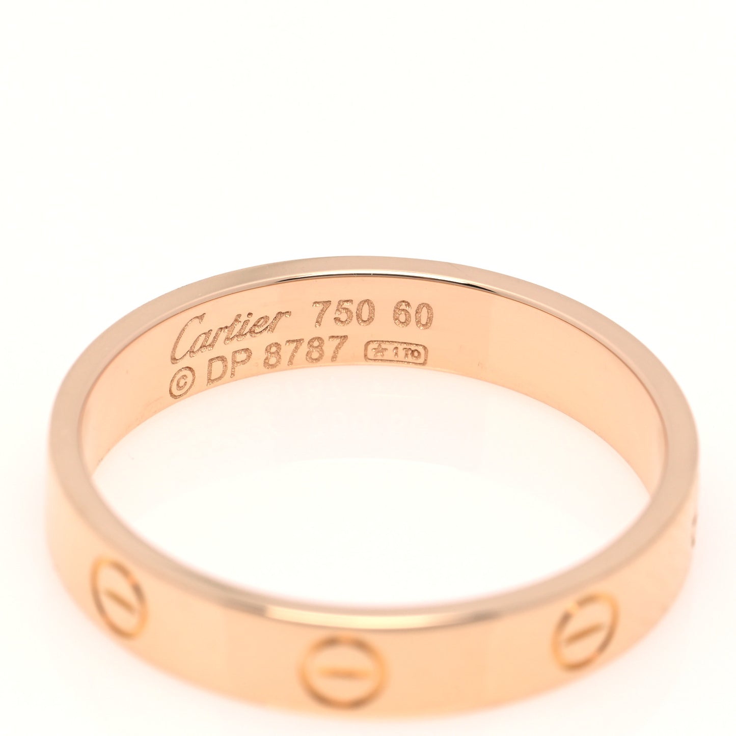 18K Pink Gold 3.5mm LOVE Wedding Band Ring 60 9
