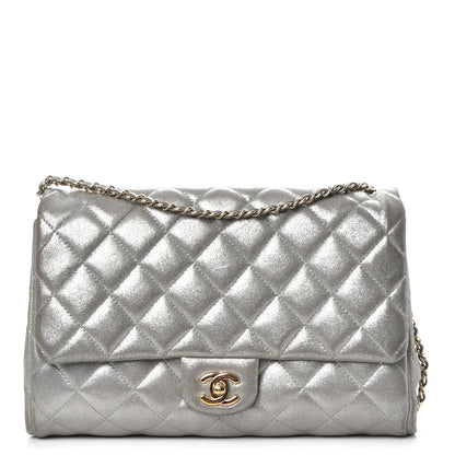 Chanel Iridescent Calfskin Clutch With Chain Flap Silver 1 of 14