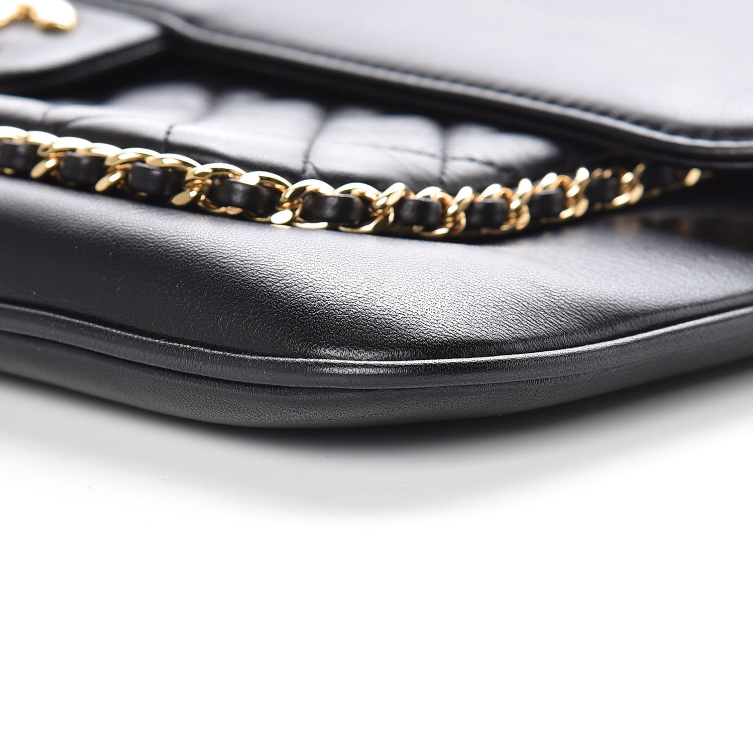 Chanel Lambskin Quilted CC Unchained Clutch Black 9 of 10