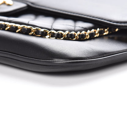 Chanel Lambskin Quilted CC Unchained Clutch Black 9 of 10