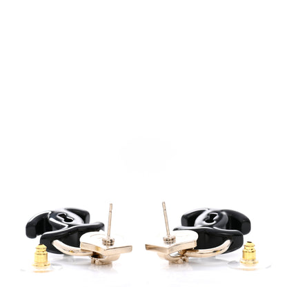 Chanel Resin Crystal Pearl CC Drop Earrings Black 6 of 12