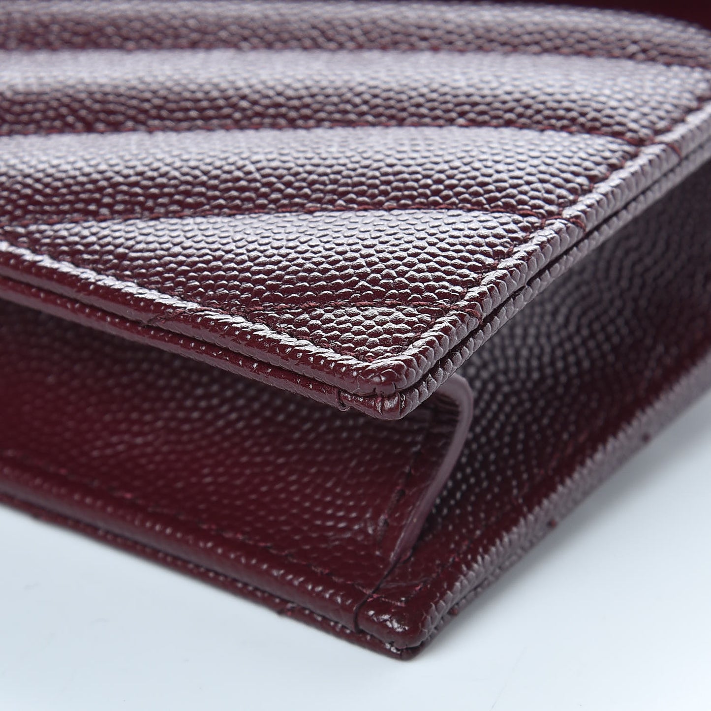 Grain De Poudre Matelasse Chevron Monogram Envelope Chain Wallet Rouge Legion
