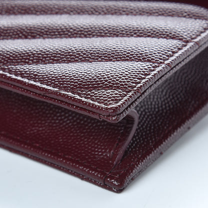 Saint Laurent Grain De Poudre Matelasse Chevron Monogram Envelope Chain Wallet Rouge Legion 9 of 9