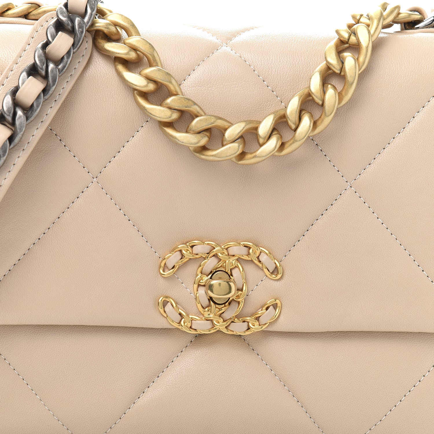 Chanel Lambskin Quilted Medium 19 Flap Light Beige 10 of 11