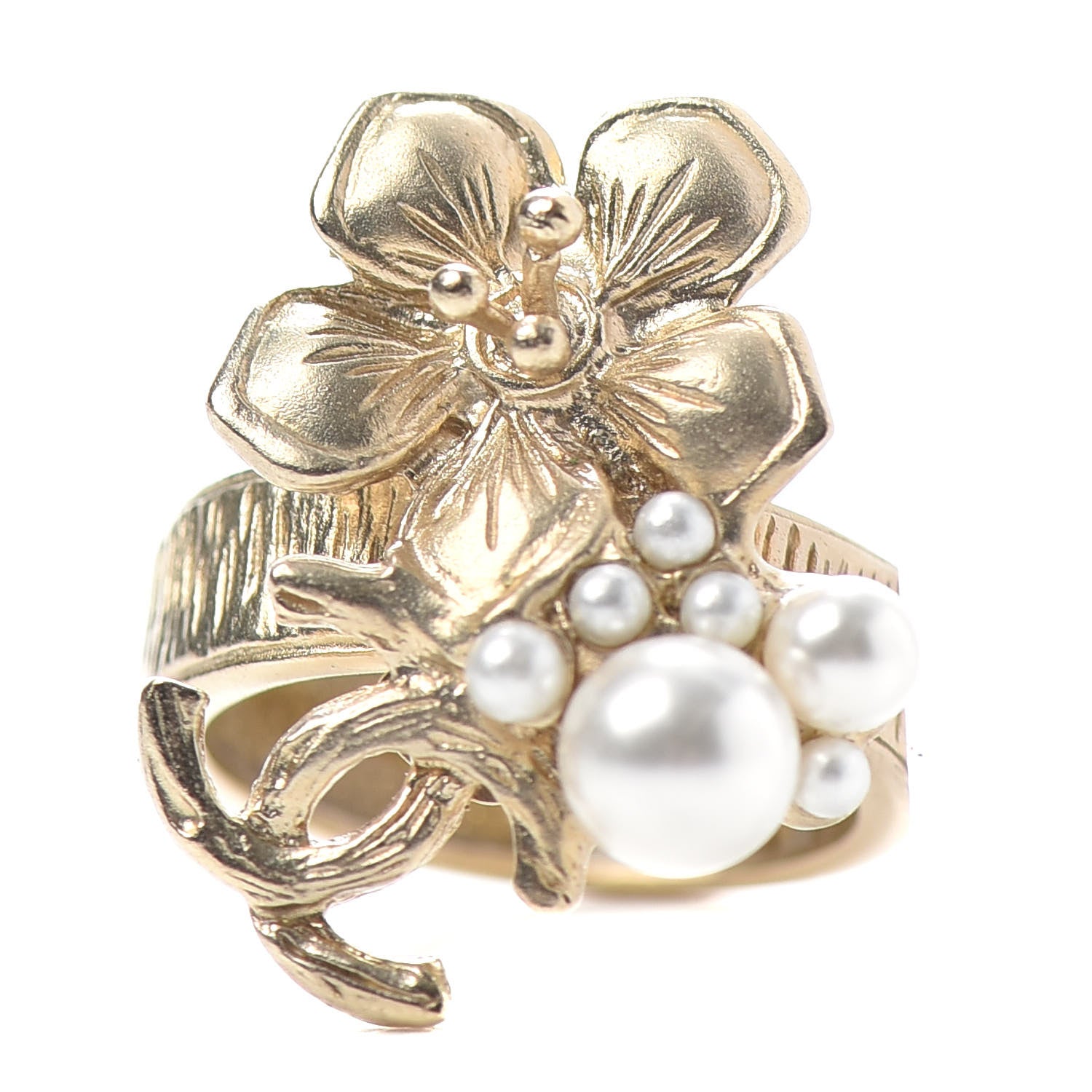 Chanel Pearl CC Ring 52 6 Gold 1 of 5